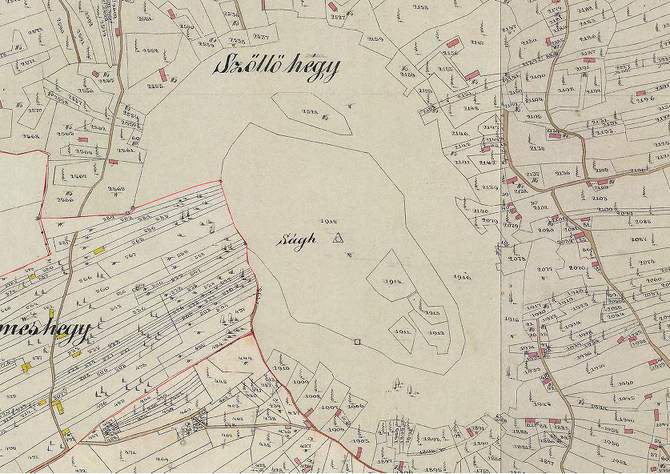 A Ság hegy tetőrésze kataszteri térképen (1:2880; 1856-1860)
